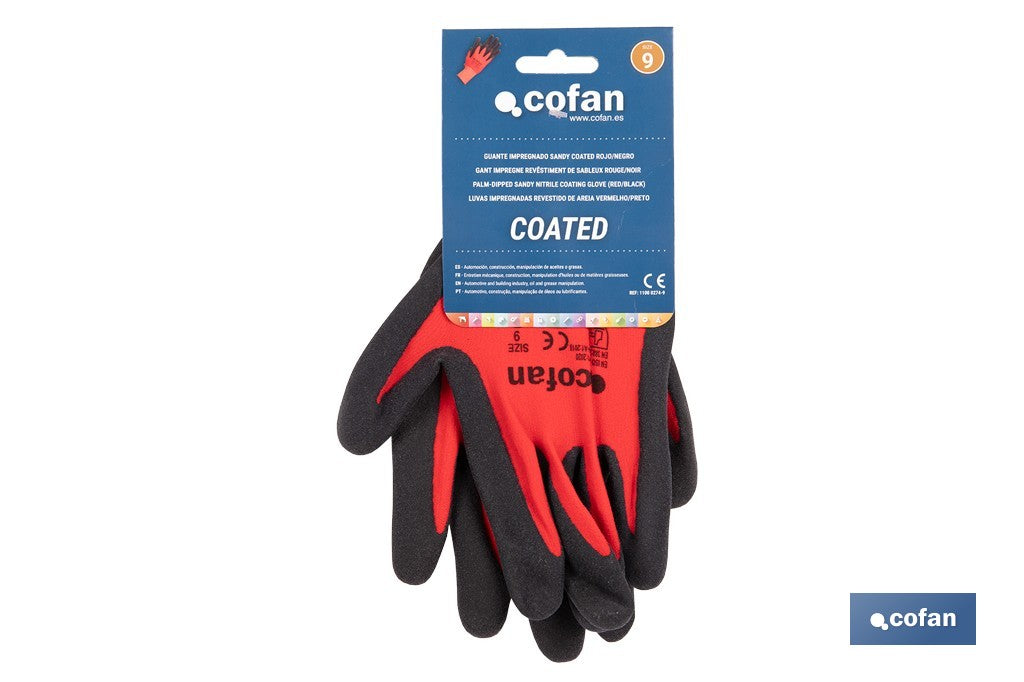 GUANTE IMPREGNADO SANDY COATED ROJO/NEGRO TALLA 10