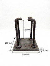 Placa de Anclaje de Acero con Garrotas Soldadas base 250x250 mm