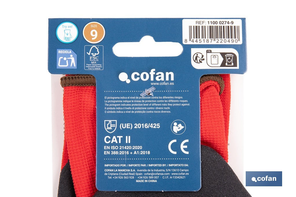 GUANTE IMPREGNADO SANDY COATED ROJO/NEGRO TALLA 10